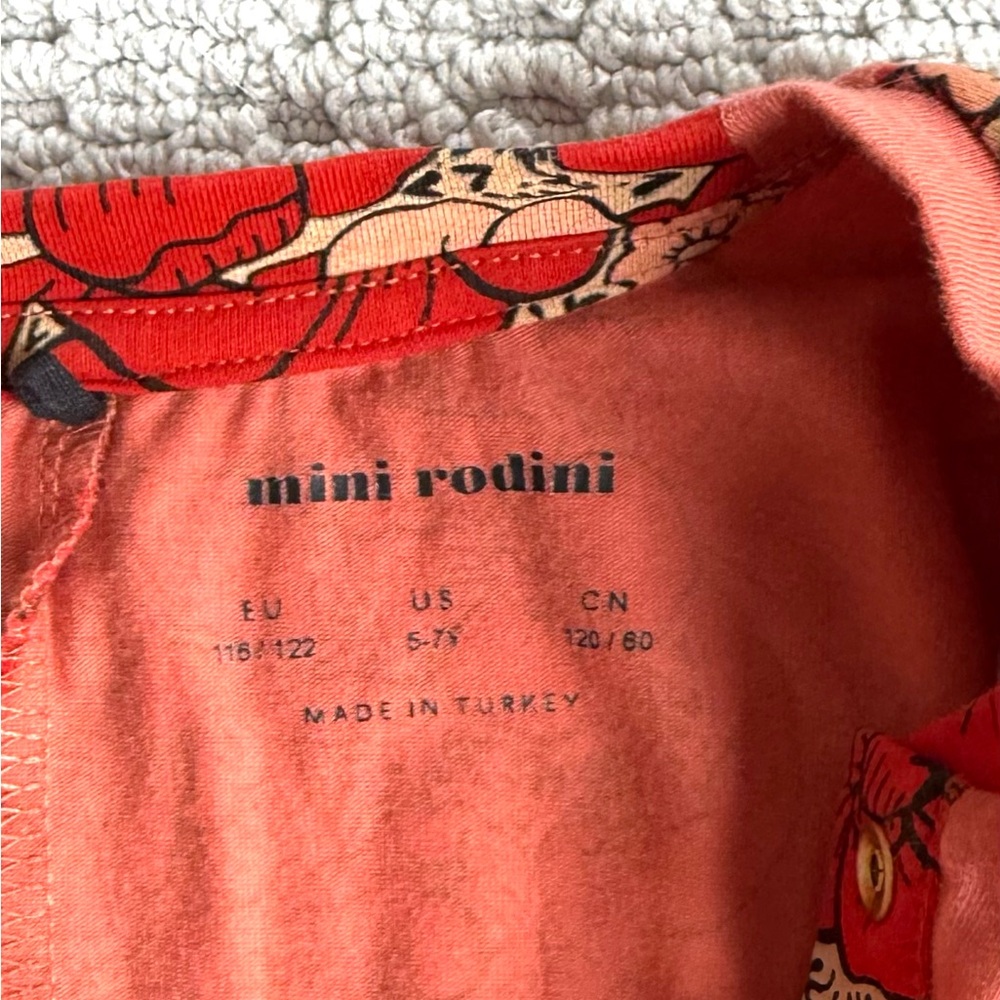 Mini Rodini Coral Red Floral Shirt